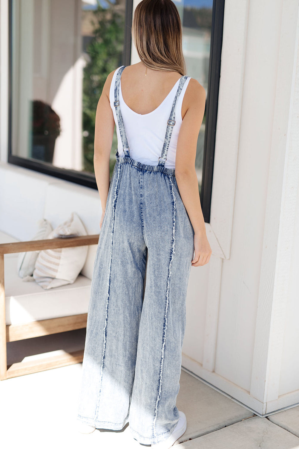 Beau Blue Light Wash Wide Leg Denim Overall