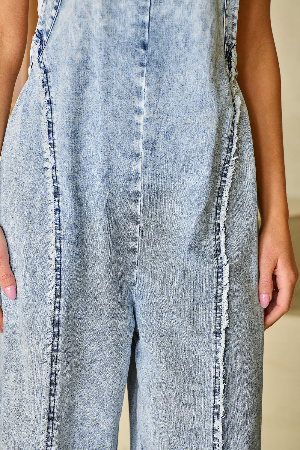 Beau Blue Light Wash Wide Leg Denim Overall