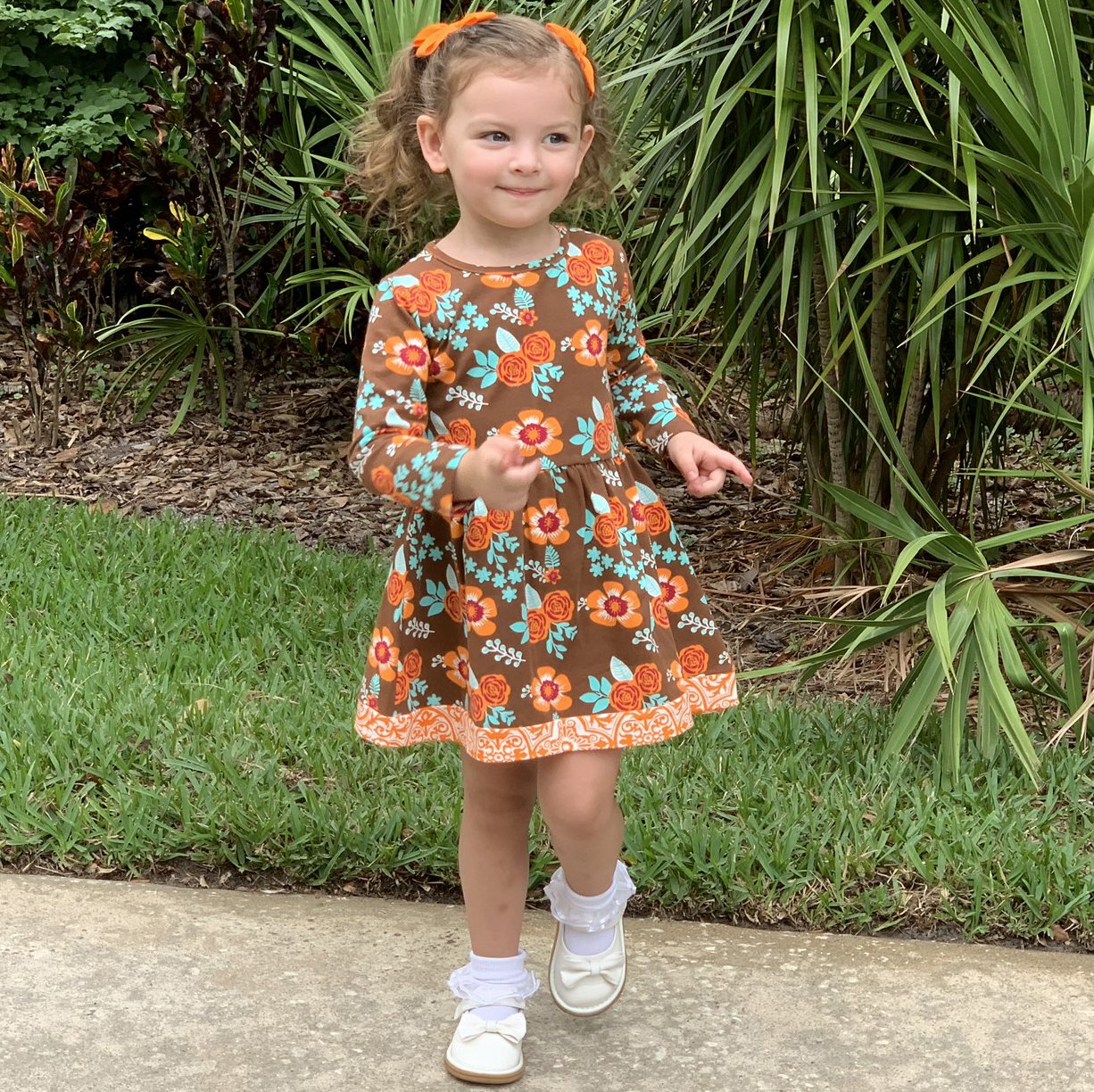 AnnLoren Baby Big Girls Boutique Fall Thanksgiving Floral Cotton