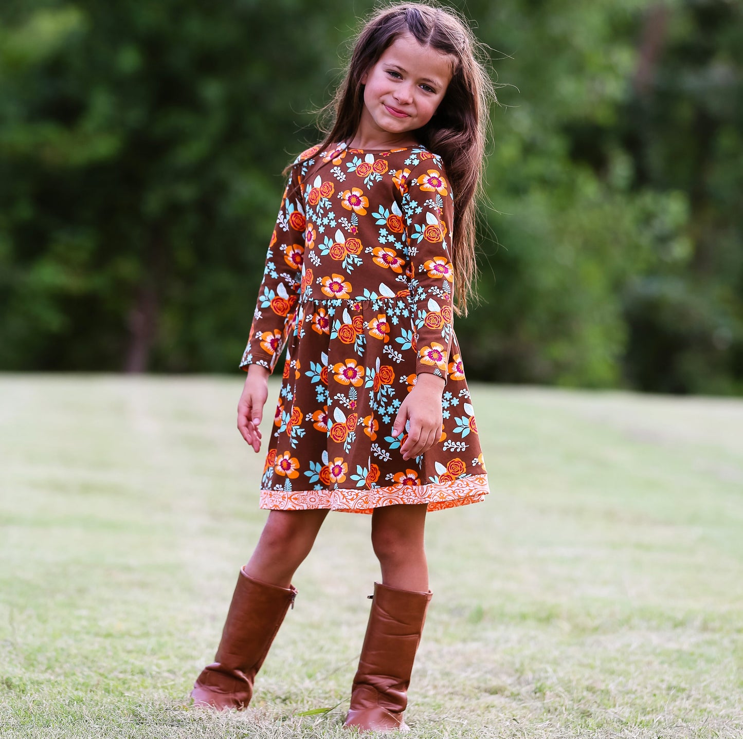 AnnLoren Baby Big Girls Boutique Fall Thanksgiving Floral Cotton