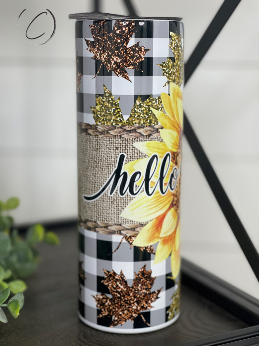 Hello Fall Sunflower 20oz Skinny Tumbler