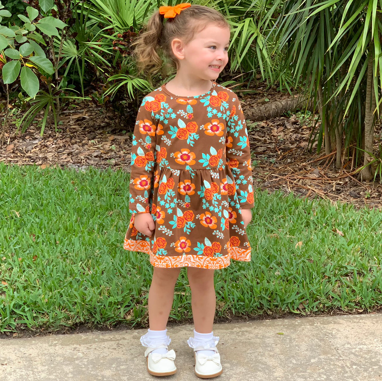 AnnLoren Baby Big Girls Boutique Fall Thanksgiving Floral Cotton